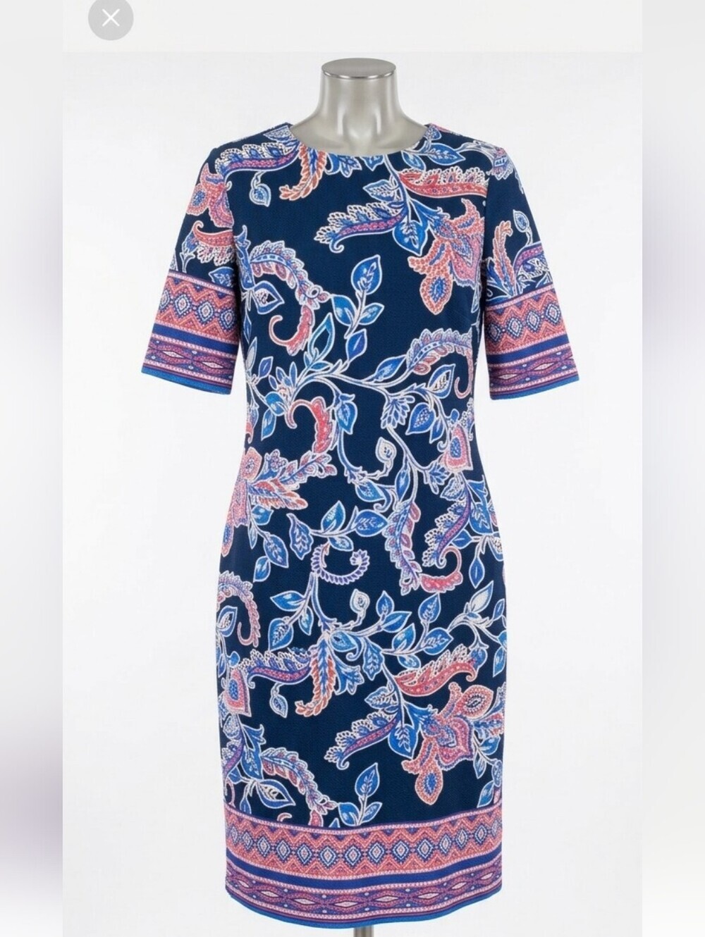 Shelby & Palmer Navy Blue Paisley Midi Dress